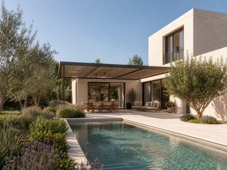 Casa mediterránea contemporánea con piscina y jardín en Cambrils